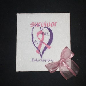 Breast Cancer Survivor counted cross stitch graph downloadable chart image 1