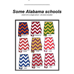 Map of Alabama school colors counted cross stitch chart downloadable file image 2