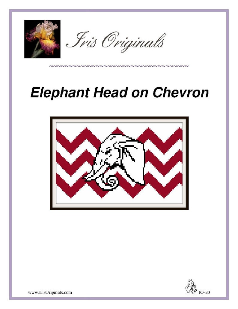 Elephant Head Chevron counted cross stitch chart downloadable file image 2