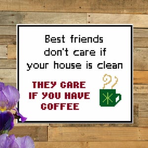 Best Friends and Coffee - counted cross stitch chart - downloadable chart
