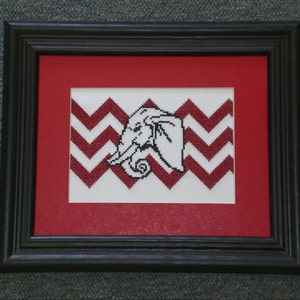 Elephant Head Chevron counted cross stitch chart downloadable file image 1