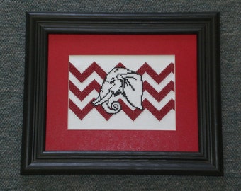 Elephant Head Chevron - counted cross stitch chart - downloadable file