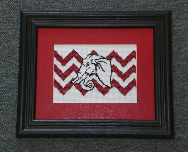 Elephant Head Chevron counted cross stitch chart downloadable file image 1