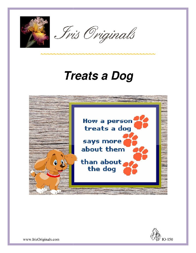 Treats A Dog counted cross stitch chart downloadable chart image 2