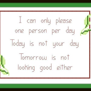 Only Please One Person - counted cross stitch chart - downloadable file