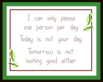 Only Please One Person - counted cross stitch chart - downloadable file