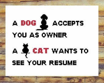 Owner vs Resume - counted cross stitch chart - downloadable chart