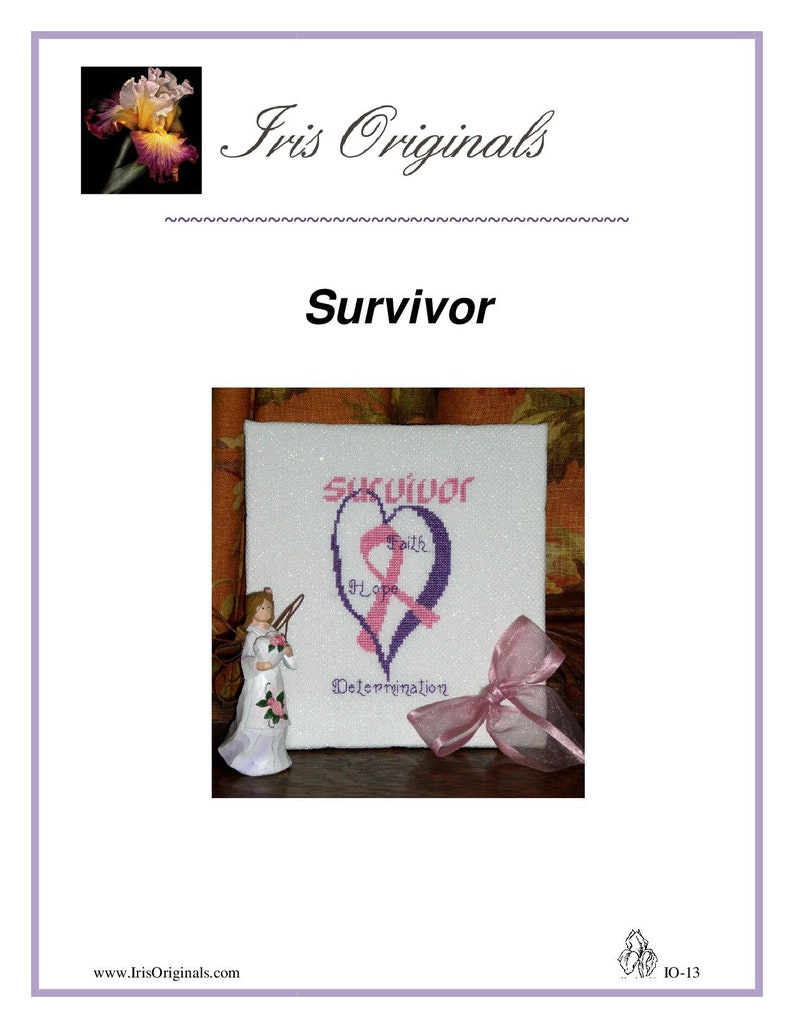 Breast Cancer Survivor counted cross stitch graph downloadable chart image 4