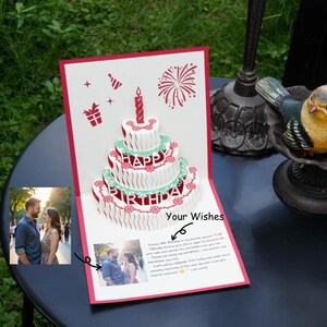 Custom Photo&Wishes Birthday Card for Husband, 30th Birthday Card, 3d Birthday Card, Birthday Party Favors, Husband Birthday, Wife Birthday