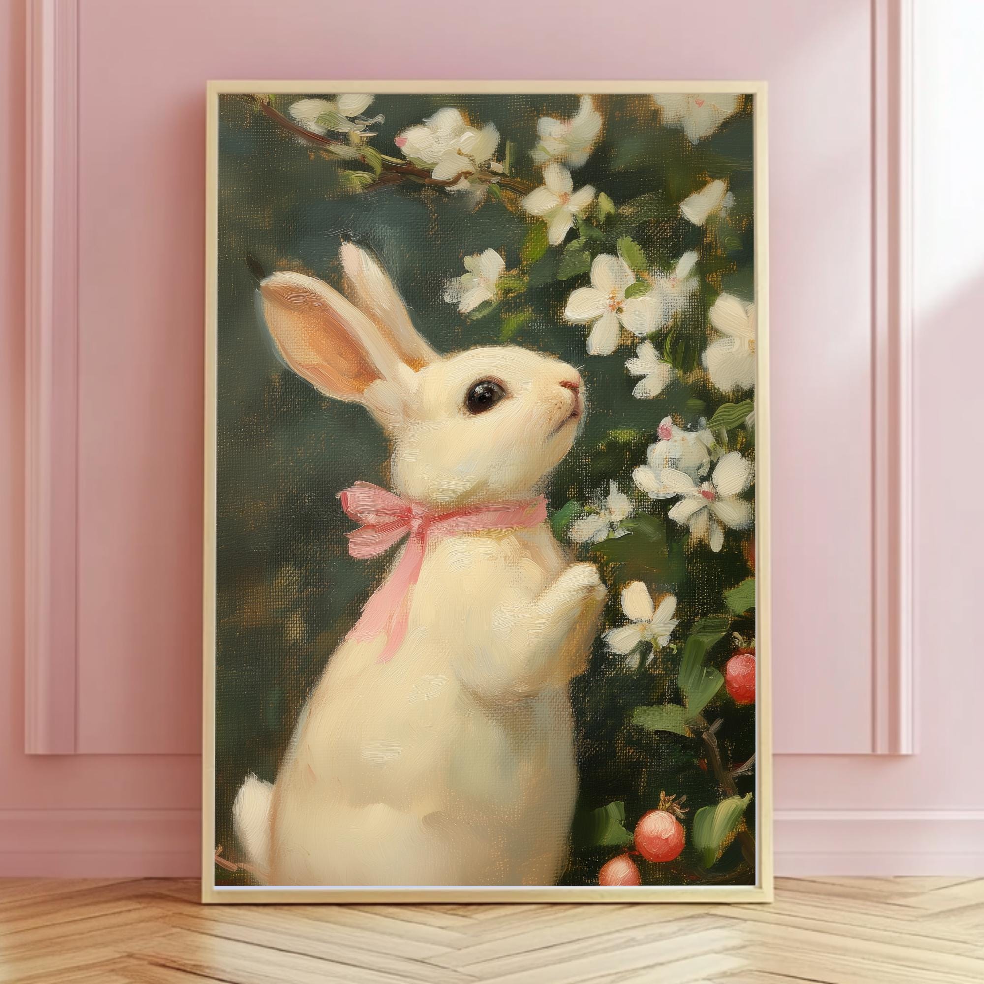 Cottage Core Rabbit Cottagecore Bunny Print | White Rabbit Wall Art | Nursery Decor ...