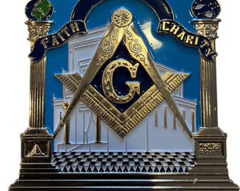 Benutzerdefinierte 3.Grad Blaue Hütte Meister Mason Emblem Freimaurerei Säulen Luxuriös
