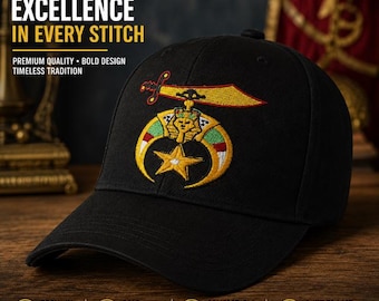 Black Shriner Noble Embroidered Hat with adjustable Velcro fitted