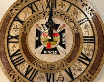 Battery Operate Handcrafted Masonic Wooden Wall Clock