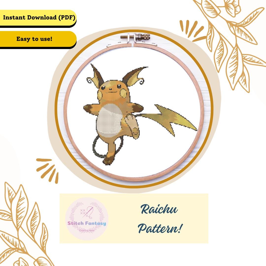 Rachu Pattern Raichu Pokemon Cross Stitch Pattern Digital PDF, Instant Download - Etsy