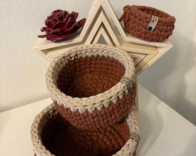 Crochet basket, basket, storage, crochet basket, bread basket