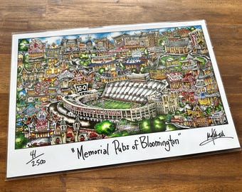 NEW 2026 Pubs of Bloomington Indiana Sports Stadium  University Bars Pubs Limited Edition Lithograph Print Pubs of Your Town Brian McKelvey
