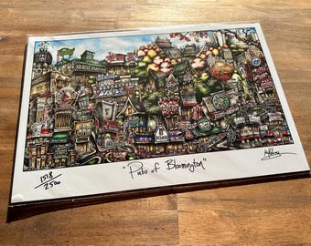 Pubs of Bloomington Indiana Original Scene 2009 Univerity College Town Bars Limited Edition Litho Print by Pubsof Your Town Brian Mckelvey
