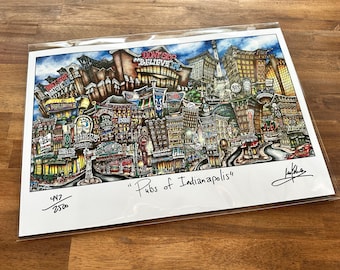 Pubs of Indianapolis Indiana  Football Stadium Limited Edition Lithograph Print Pubs of Your Town by Brian McKelvey
