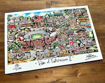Pubs of Tallahassee 2 -     Tallahassee, Florida Limited Edition Lithograph Print by Pubsof Your Town - Brian McKelvey