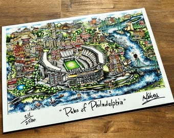 Pubs of Philadelphia, Pennsylvania                        Limited Edition Lithograph Print by Pubsof Your Town -  Brian McKelvey