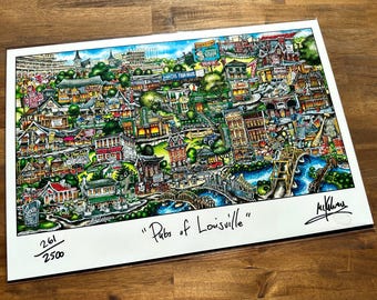 Pubs of Downtown Louisville Kentucky Churchill Downs Louisville Bridges Limited Edition Lithograph Print Pubs of Your Town Brian McKelvey