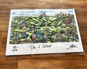 Pubs of Ireland Old Irish Pubs Irish Tour Green Isle Limited Edition Lithograph Print by Pubs of Your Town Brian Mckelvey