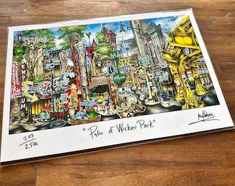 Pubs of Wicker Park Chicago Illinois Art Music Scene Classic Windy City Limited Edition Lithograph Print by Pubsof Your Town Brian McKelvey