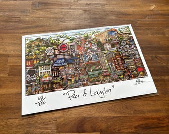 Pubs of Lexington Kentucky College University Town Basketball Limited Edition Lithograph Print Pubs of Your Town Brian McKelvey