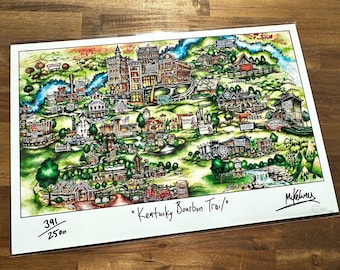Pubs of the Bourbon Trail - Kentucky -  Horse Country - Woodford - Lexington Limited Edition Litho Print by Pubs of Your Town Brian McKelvey