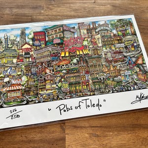 Pubs of Toledo Ohio Limited Edition Lithograph Print by Pubs of Your Town Brian Mckelvey
