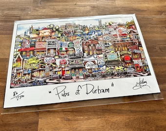 Pubs of Durham North Carolina Basketball Limited Edition Litho Print by Pubsof Your Town Brian Mckelvey
