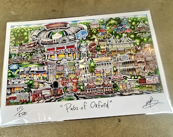 Pubs of Oxford Mississippi                                                Limited Edition Lithograph Print by Pubsof Brian McKelvey