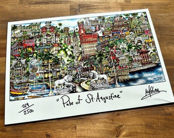 Pubs of Saint Augustine Florida Barley Republic St Georges Alley Limited Edition Lithograph Print by Pubsof Your Town Brian McKelvey