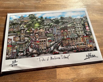 Pubs of Mackinac Island Michigan Grand Hotel Up North Great Lakes Limited Edition Lithograph Print by Pubsof Your Town Brian McKelvey