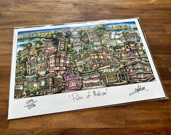 Pubs of Madison Wisconsin First Edition 2008 college town Capital Limited Edition Lithograph Print by Pubsof Your Town - Brian McKelvey