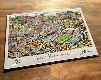 Pubs of Bowling Green Ohio II University College Football Stadium Limited Edition Lithograph Print by Pubsof Your Town Brian Mckelvey
