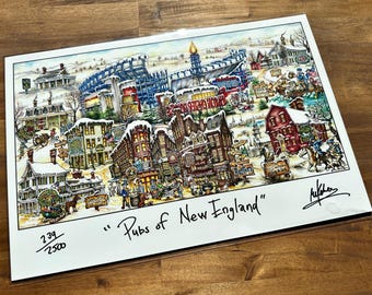 Pubs of New England  -   Rhode Island New Hampshire - Limited Edition Lithograph Print by Pubsof Your Town -  Brian McKelvey