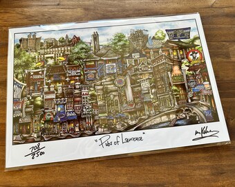 Pubs of Lawerence Kansas Basketball                                        Limited Edition Lithograph Print by Pubsof Your Town -  Brian M