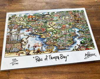 Pubs of Tampa Bay Florida Ybor City Waterfront Pubs Bars Sunshine State Limited Edition Lithograph Print by Pubs of Your Town Brian Mckelvey