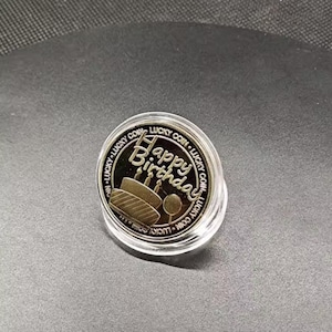 Happy Birthday Coin - Birthday Commemorative Coin, Party, Birthday Cake, Gift, Gold Coin, Collectible, Birthday, Wishes