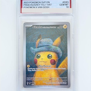 Pikachu Grey Felt Hat Van Gogh Graded Proxy Slab - Premium Custom Display Piece - Custom Handmade Proxy/Orica