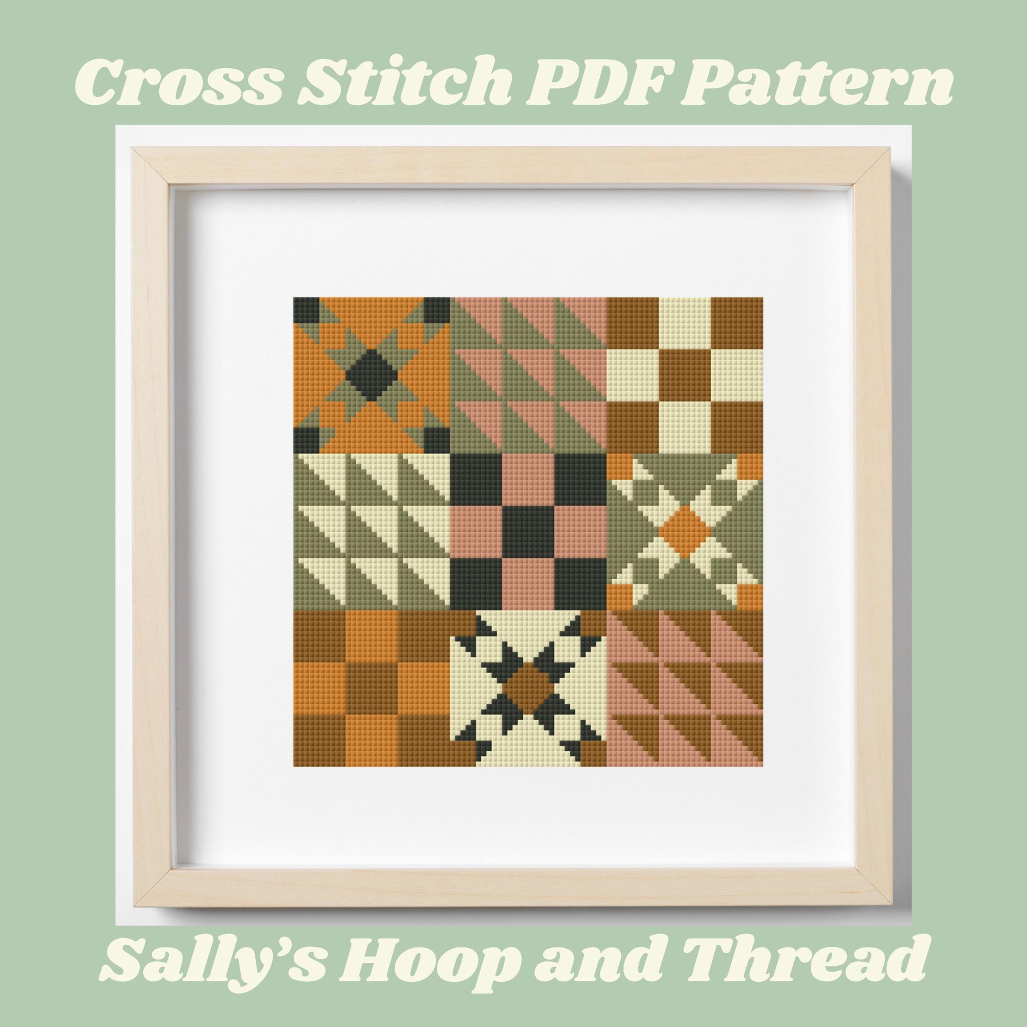 Geometric Quilt Cross Stitch Pattern – Patchwork Sampler, Boho Wall Art ...