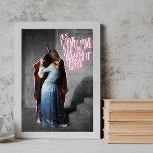 Lebole Maison Collezione The Circle - Orecchini Il Bacio Di Francesco Hayez In Ottone E Pietra Celeste, Made In Italy, 8,5 Cm - 5