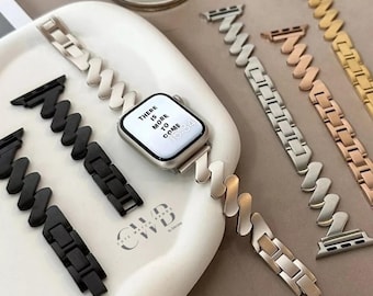 Stainless Steel Apple Watch Ban Retro Jewelry Style For All Series 1 - 9 Ultra SE 38mm 40mm 41mm 42mm 44mm 45mm 49mm For Her