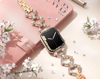 Bling Apple Watch Jewelry Band Diamond Rhinestone Ultra Series 1 to 9 Jewelry Cute Watch Bands For Her