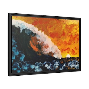 Canvas print of Sunset Wall decor Sunset print on canvas Abstract sunset Marine sunset Ocean wave sunset Acrylic art sunset