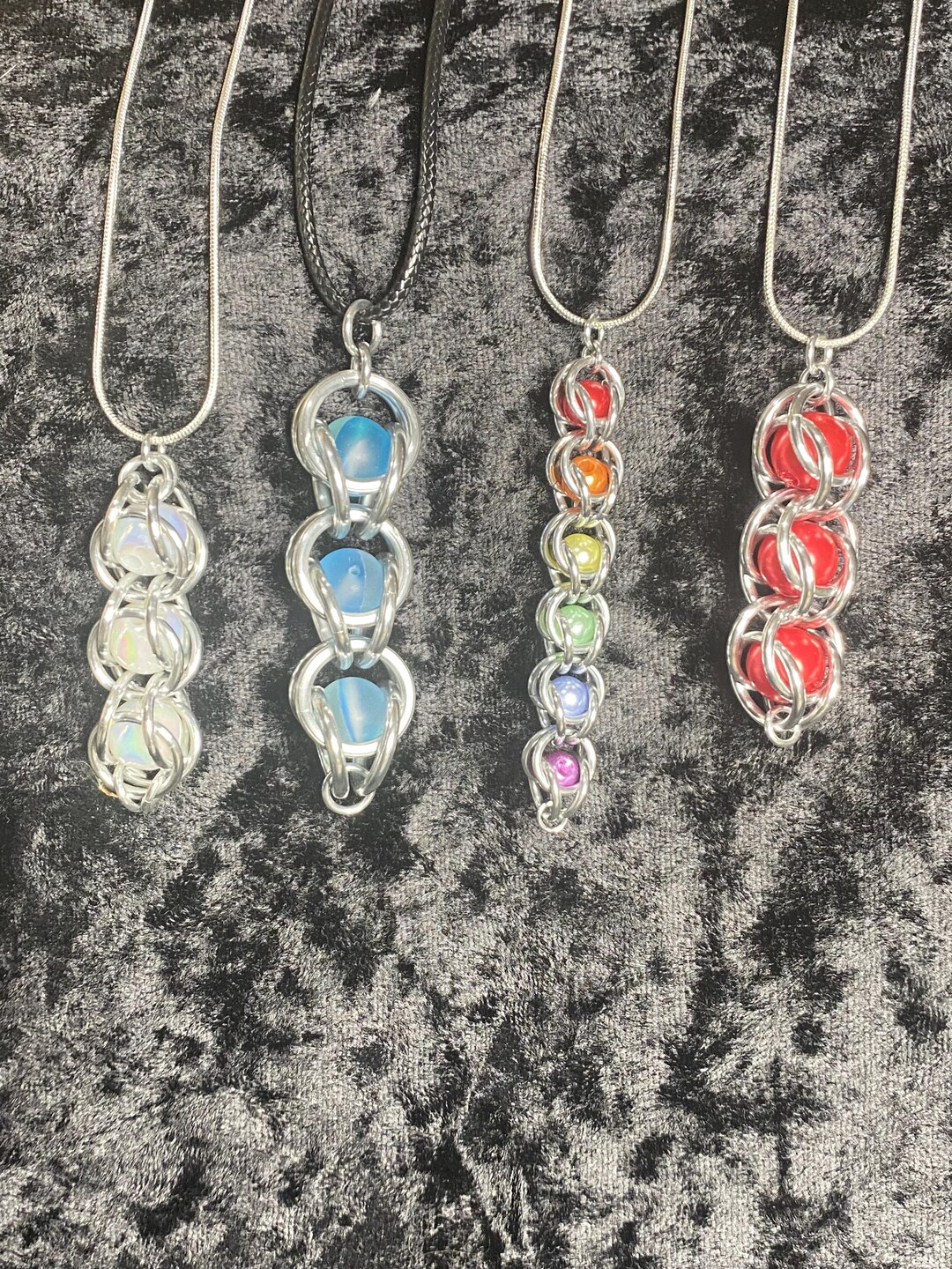 Unique Chainmail Captured Bead Pendant Necklace - Etsy