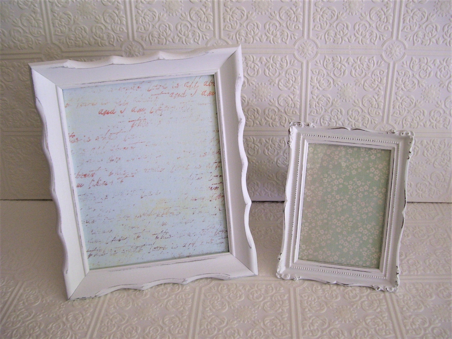 2 vintage cottage picture frames Photo frames Wall decor White Etsy
