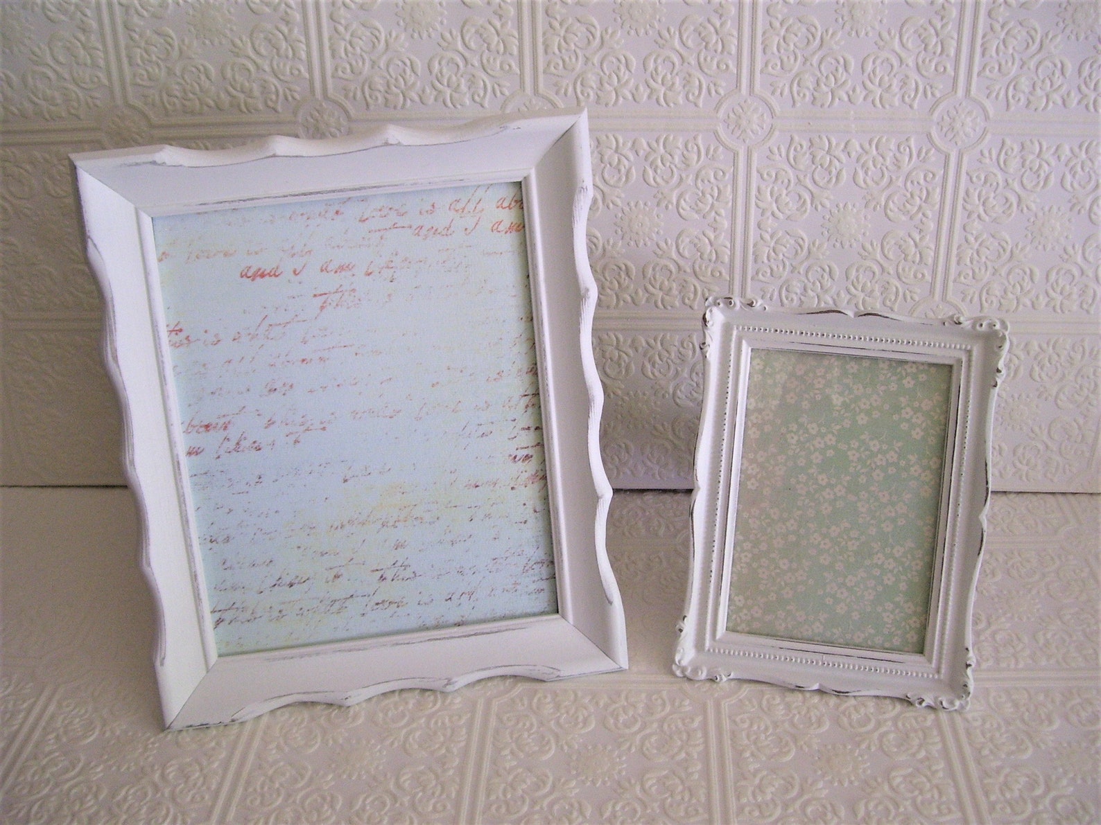 2 vintage cottage picture frames Photo frames Wall decor White | Etsy