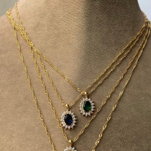 Gold-Plated Eye-Catching Zircon Sparkling Hurrem Necklace, Elegant and Luxurious Turkish-Inspired Jewelry